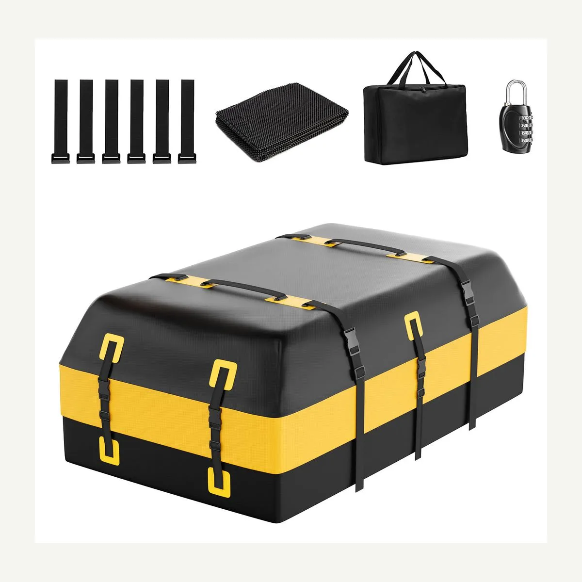 Black and Yellow Roof Cargo Bag — product and accessory view