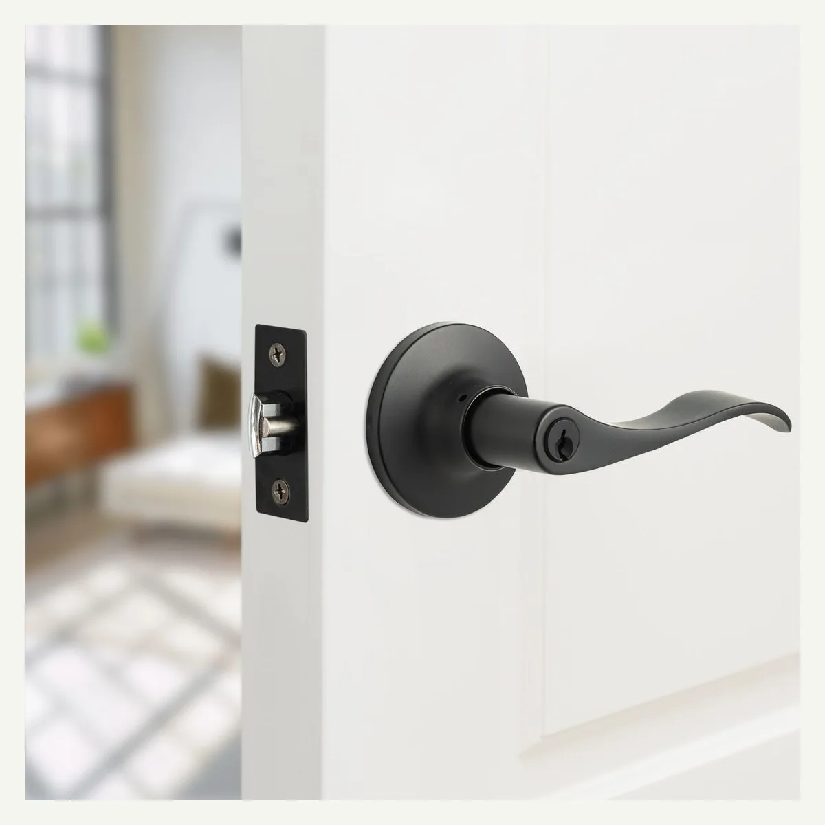 Black Curved Door Lever — alternate setting