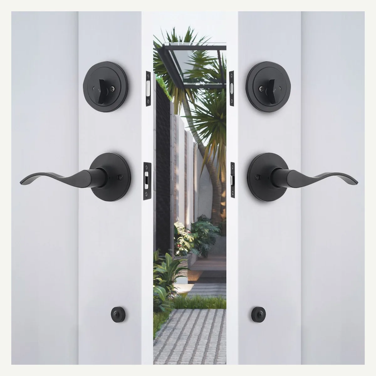 Black Double-Door Handleset — interior view