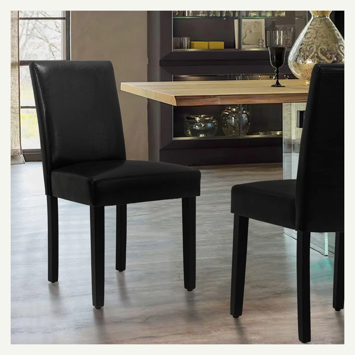 Black High-Back Dining Chair — dining setting