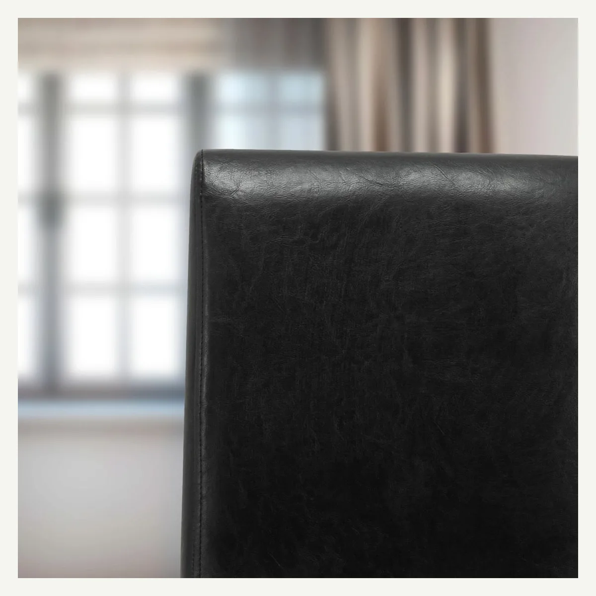 Black High-Back Dining Chair — backrest detail