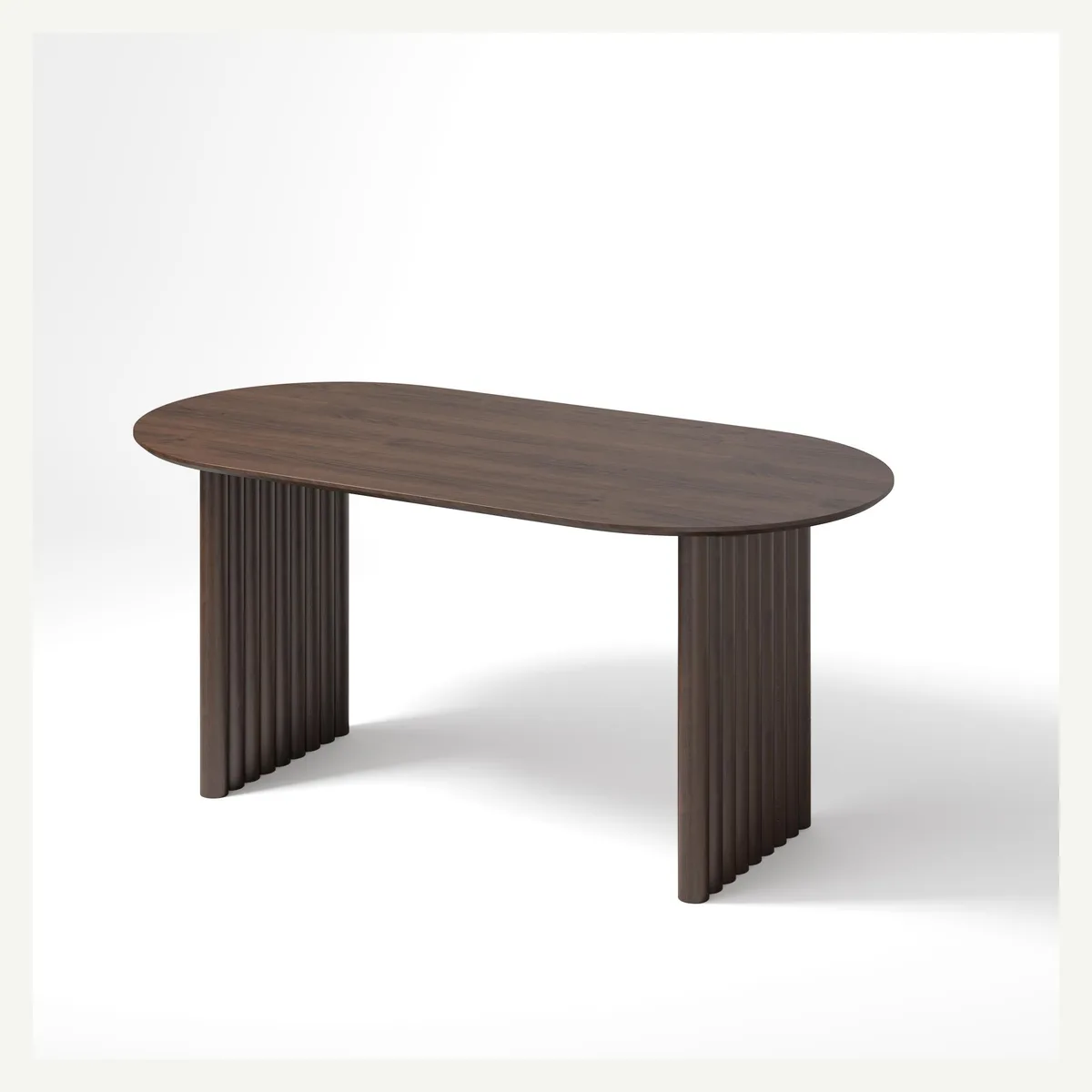Oval Double-Pedestal Dining Table — brown finish