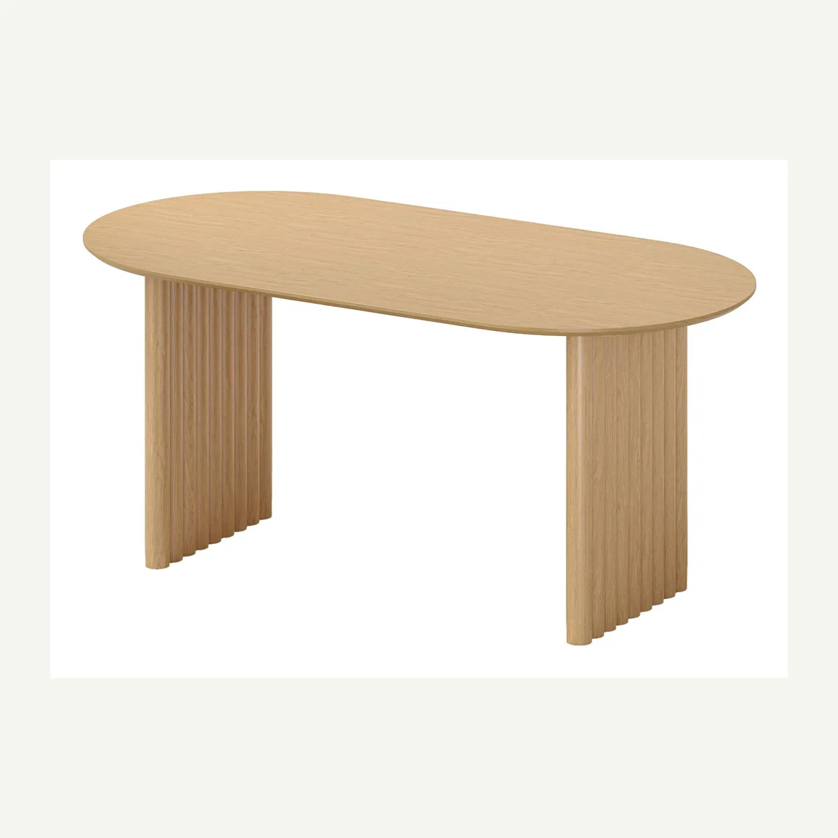 Oval Double-Pedestal Dining Table — light finish