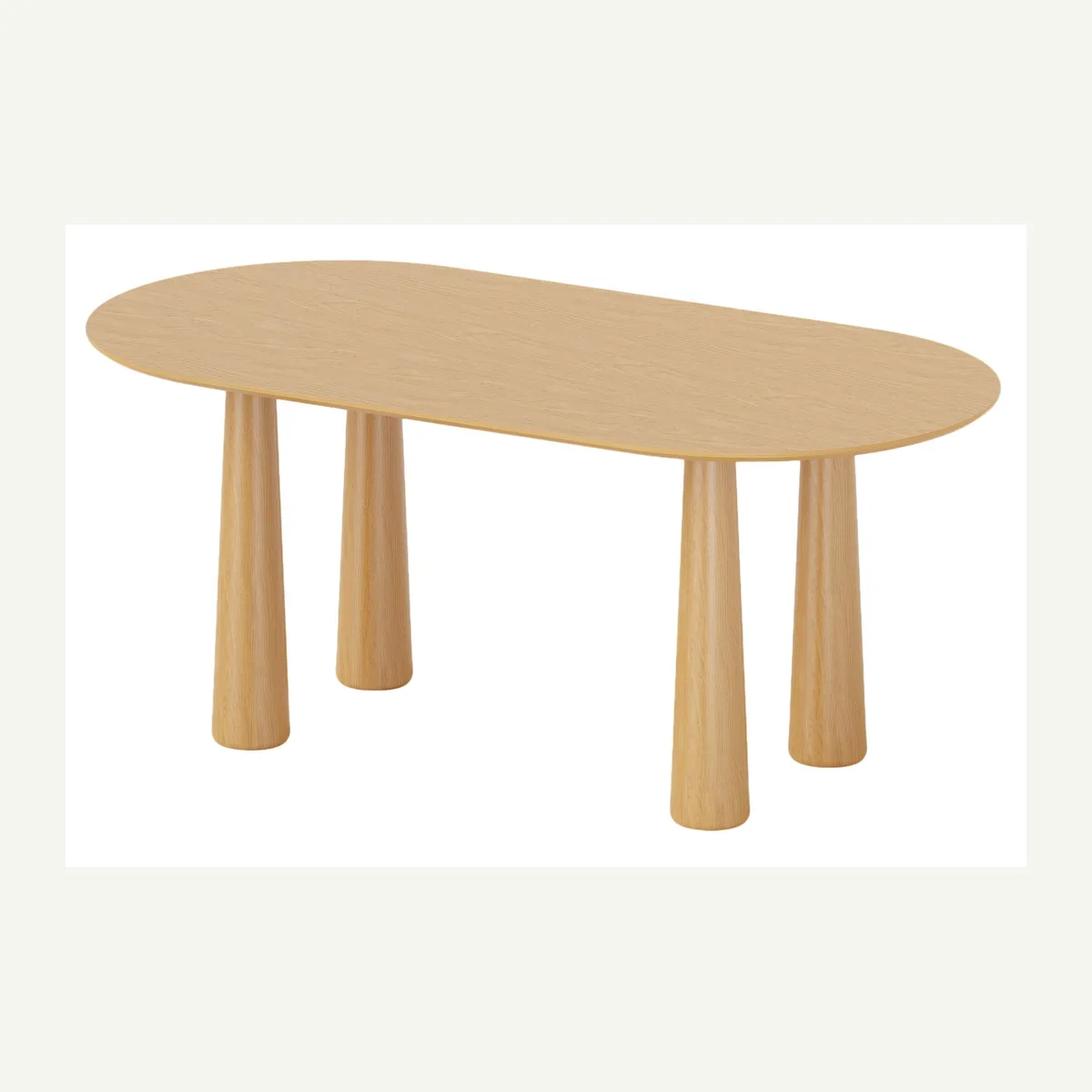 Oval Four-Leg Dining Table — light finish