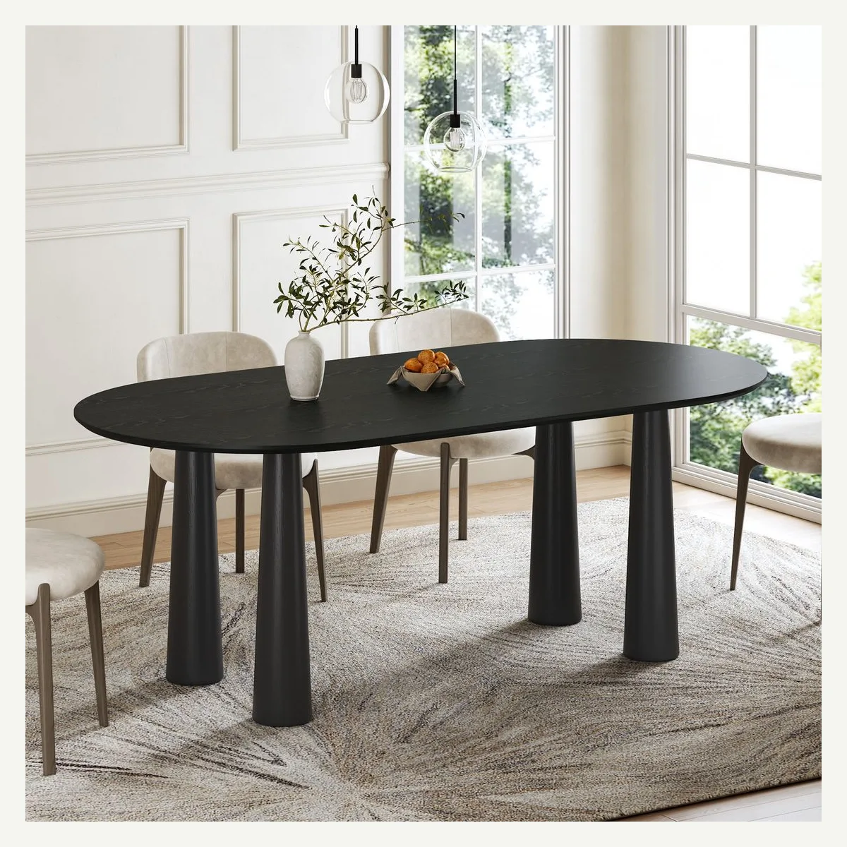Oval Four-Leg Dining Table — dining setting