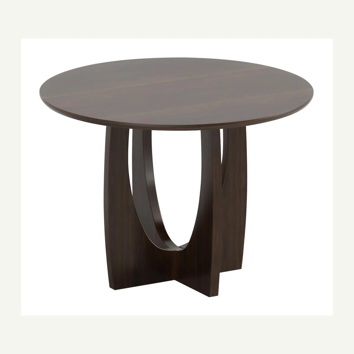 Round Arch Cross-Base Dining Table — brown finish
