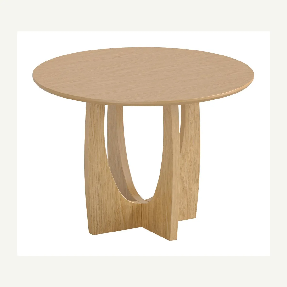 Round Arch Cross-Base Dining Table — light finish