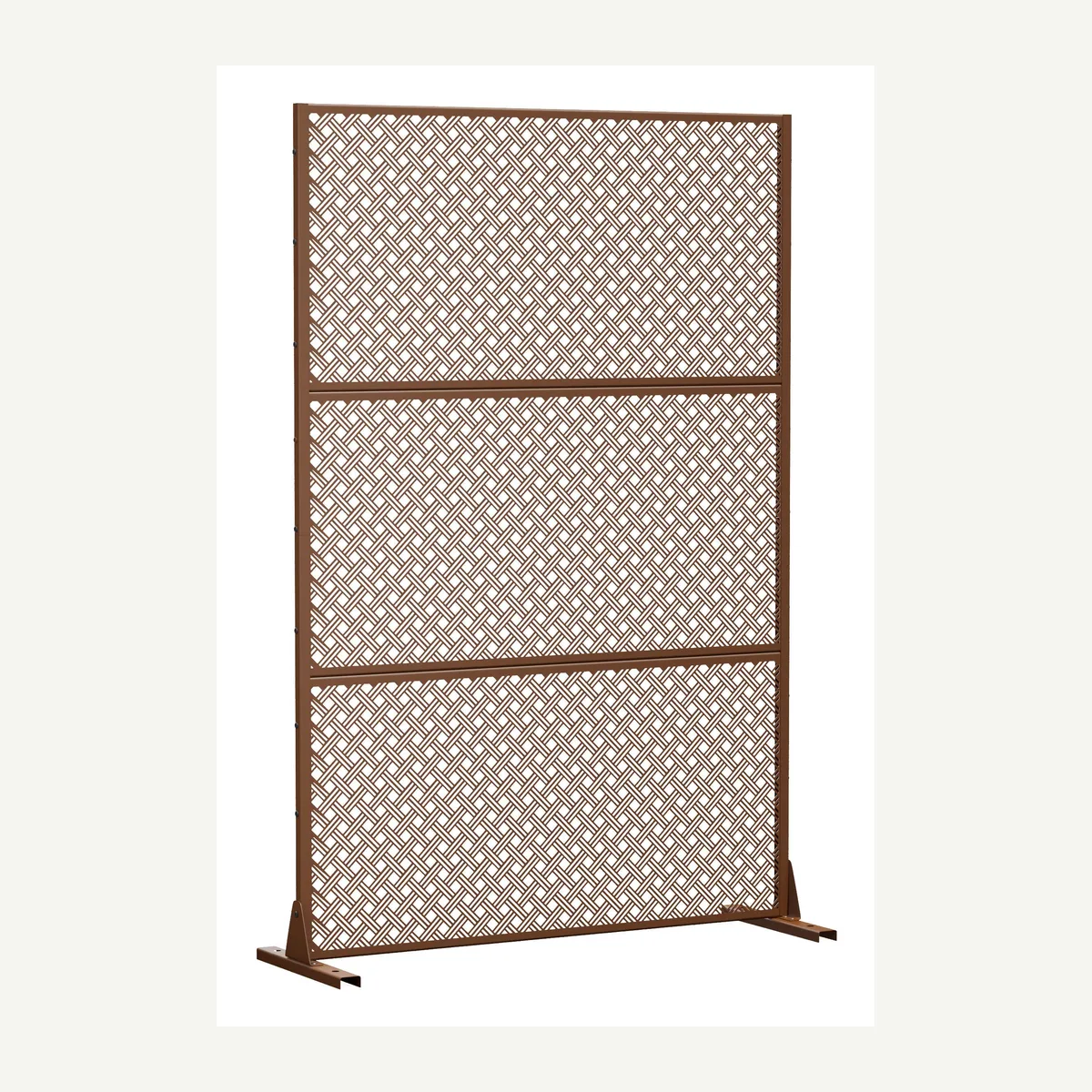 Woven-Pattern Outdoor Screen — brown finish