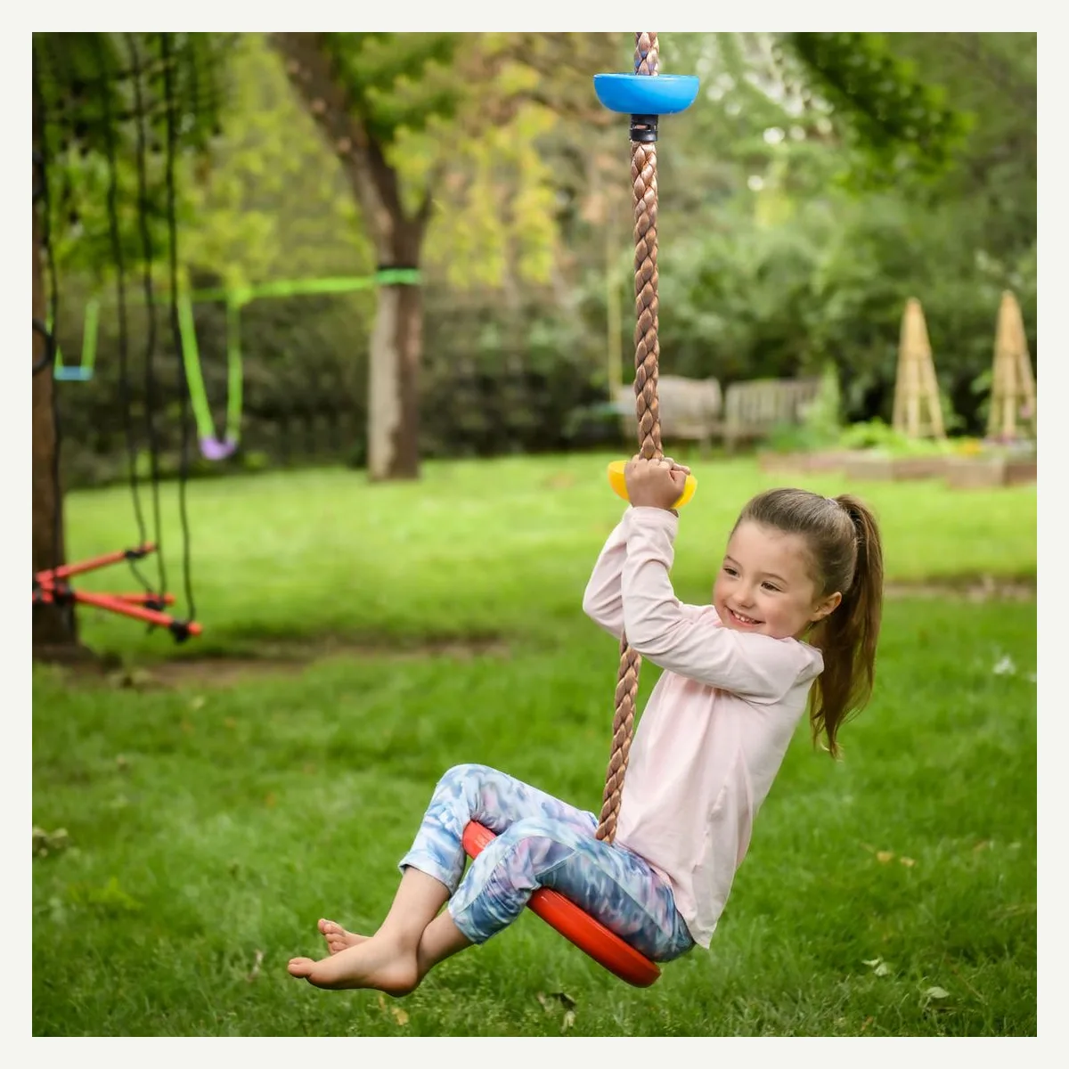 Disc-Seat Climbing Rope — alternative garden setting