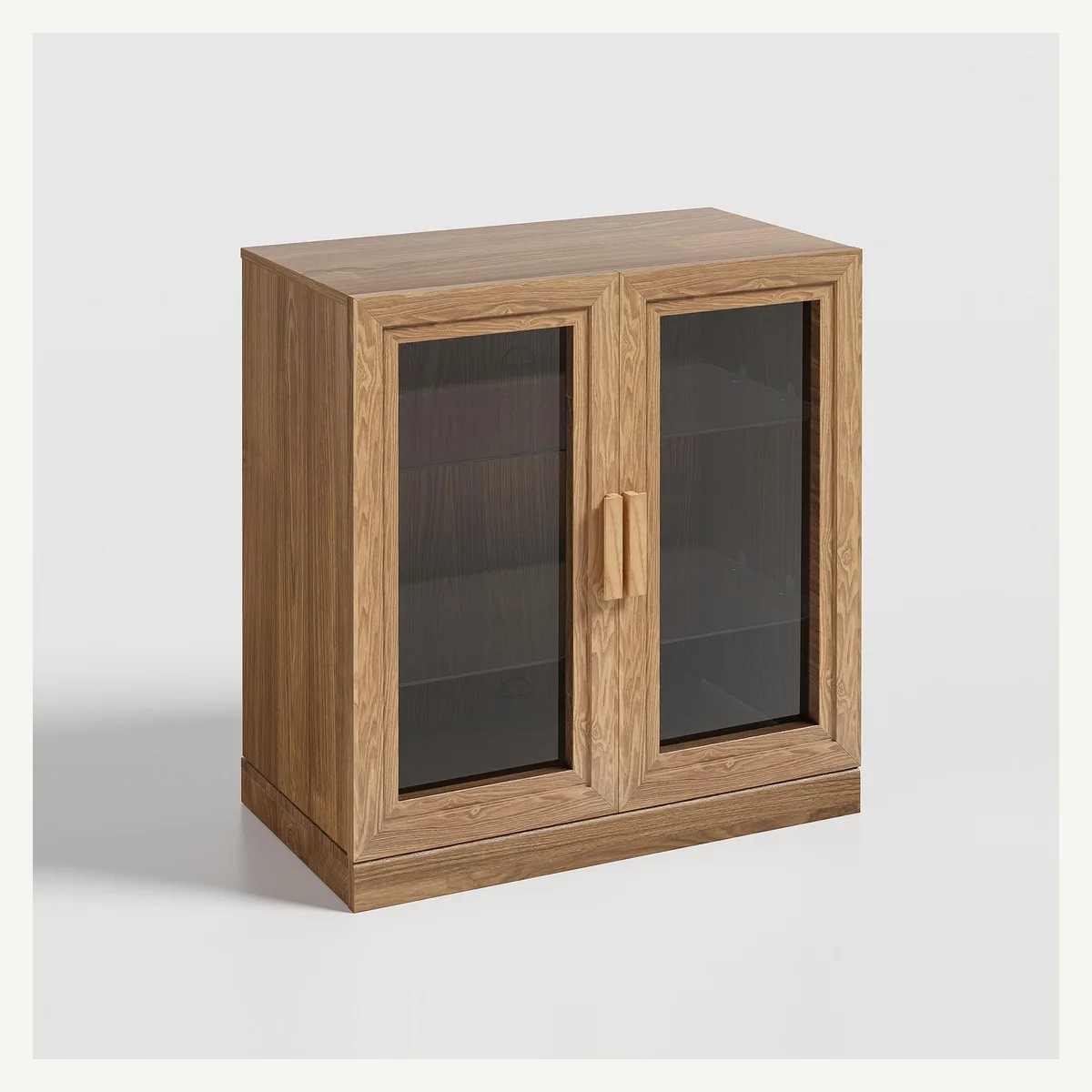 Framed Display-Door Cabinet — brown finish