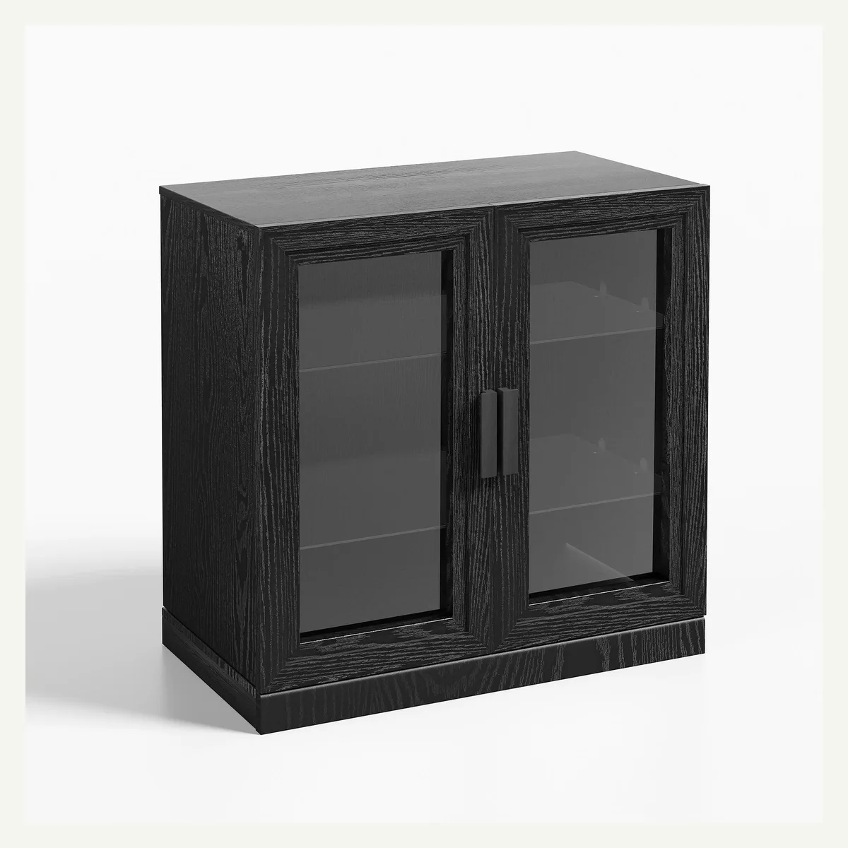 Framed Display-Door Cabinet — dark finish