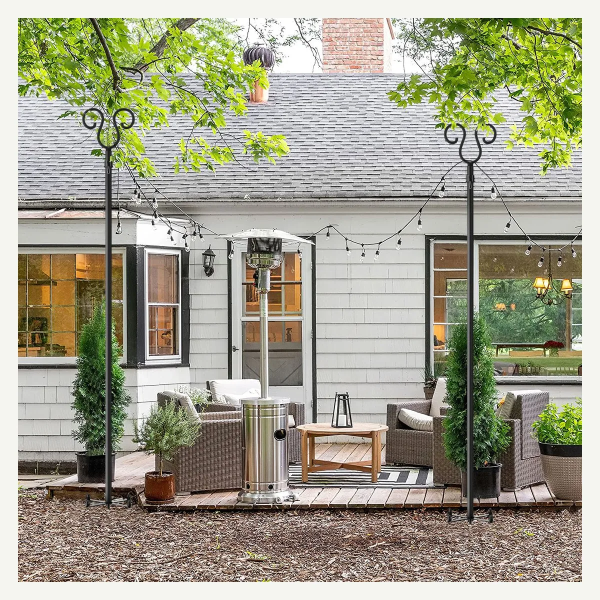 Garden String Light Poles — garden setting