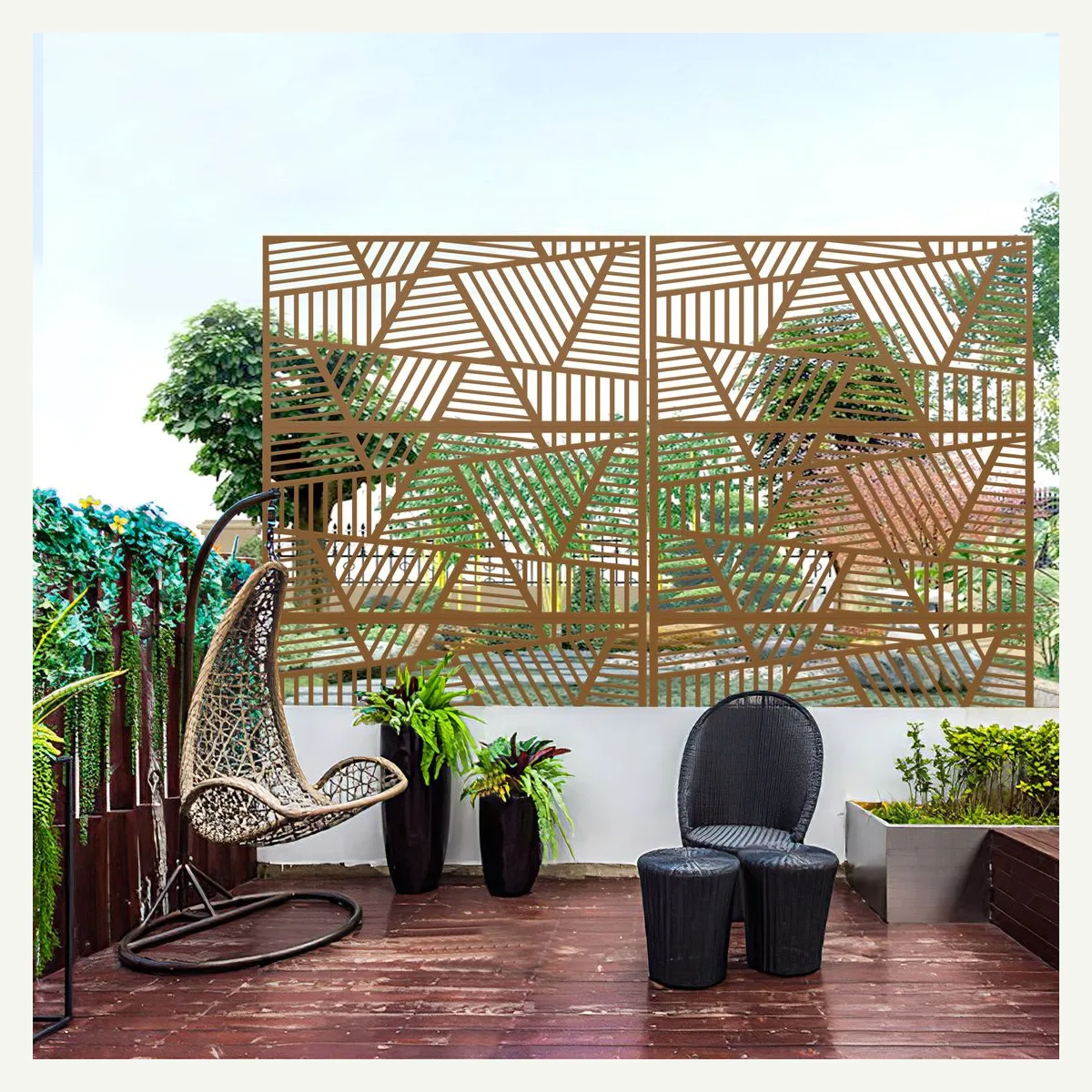 Geometric Outdoor Screen — outdoor setting