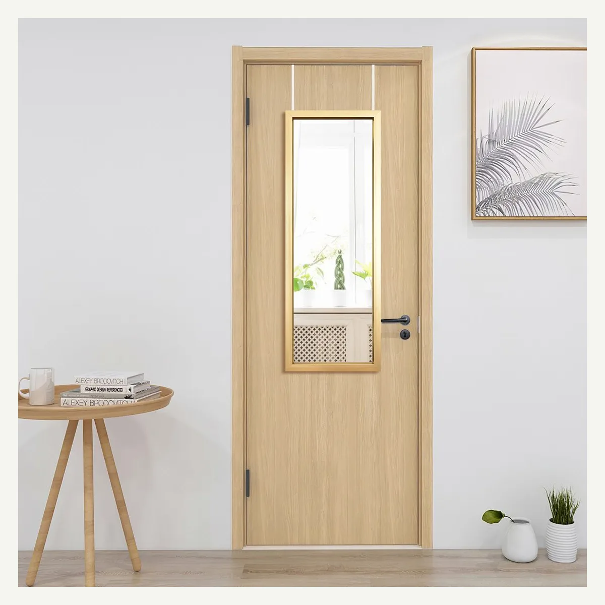 Gold-Tone Over-Door Mirror — wall setting