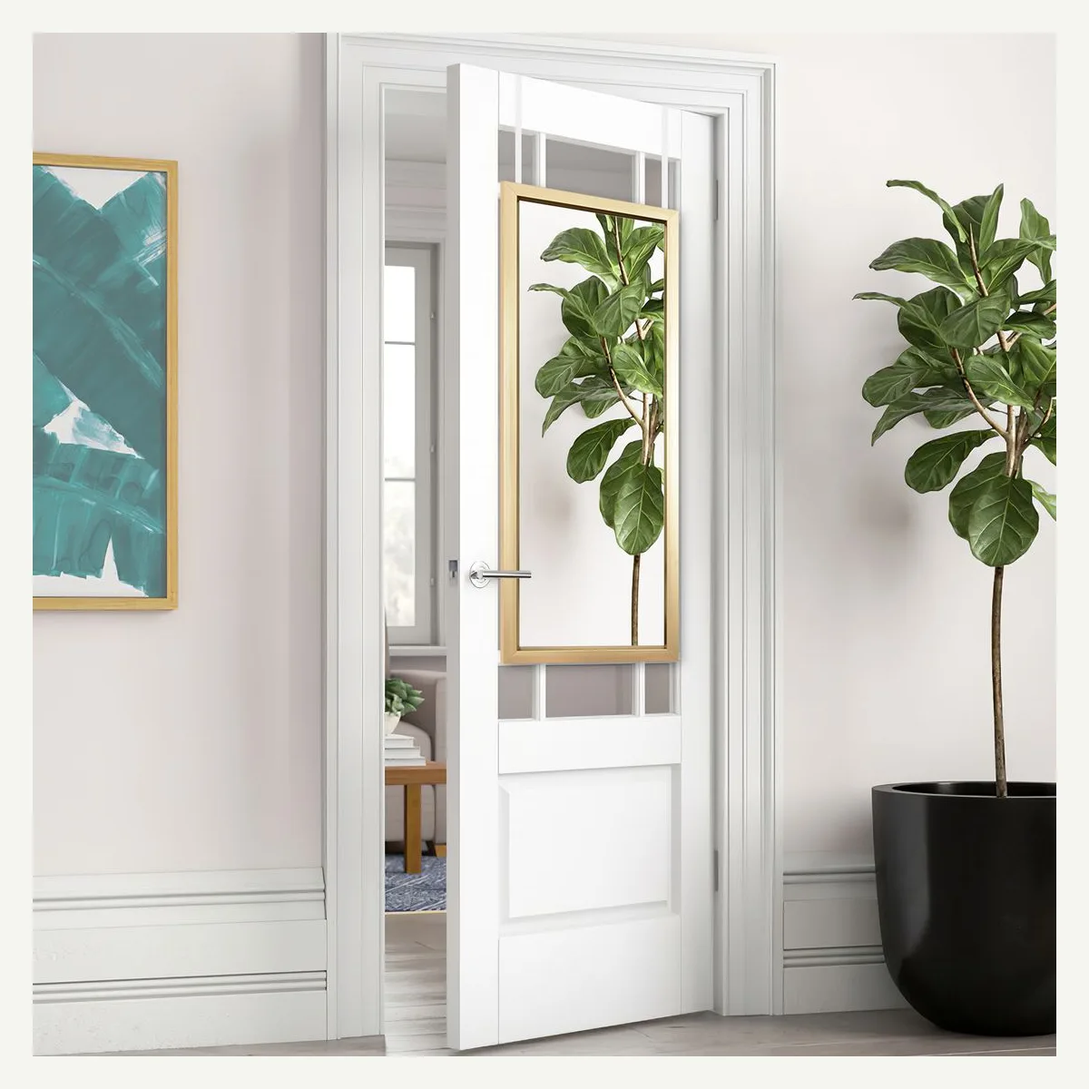 Gold-Tone Over-Door Mirror — door setting