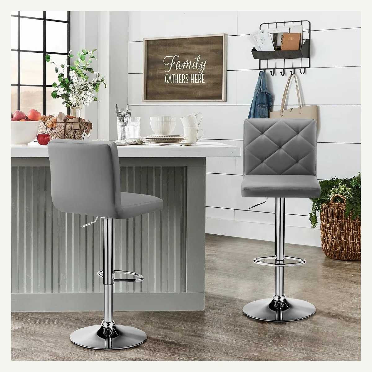 Grey Diamond-Back Bar Stool — kitchen setting