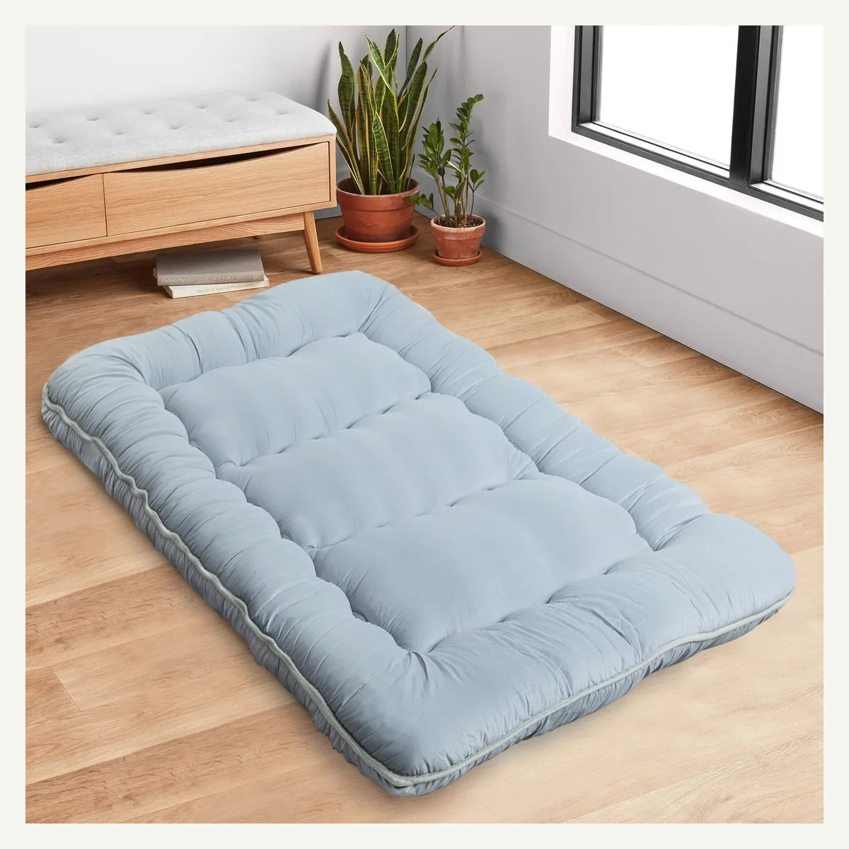 Light-Tone Quilted Floor Mattress — product view