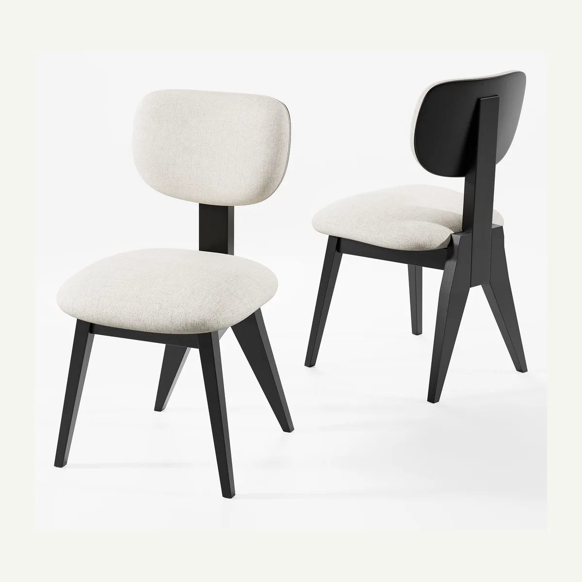 Light-Seat Black-Frame Dining Chair — front and rear views