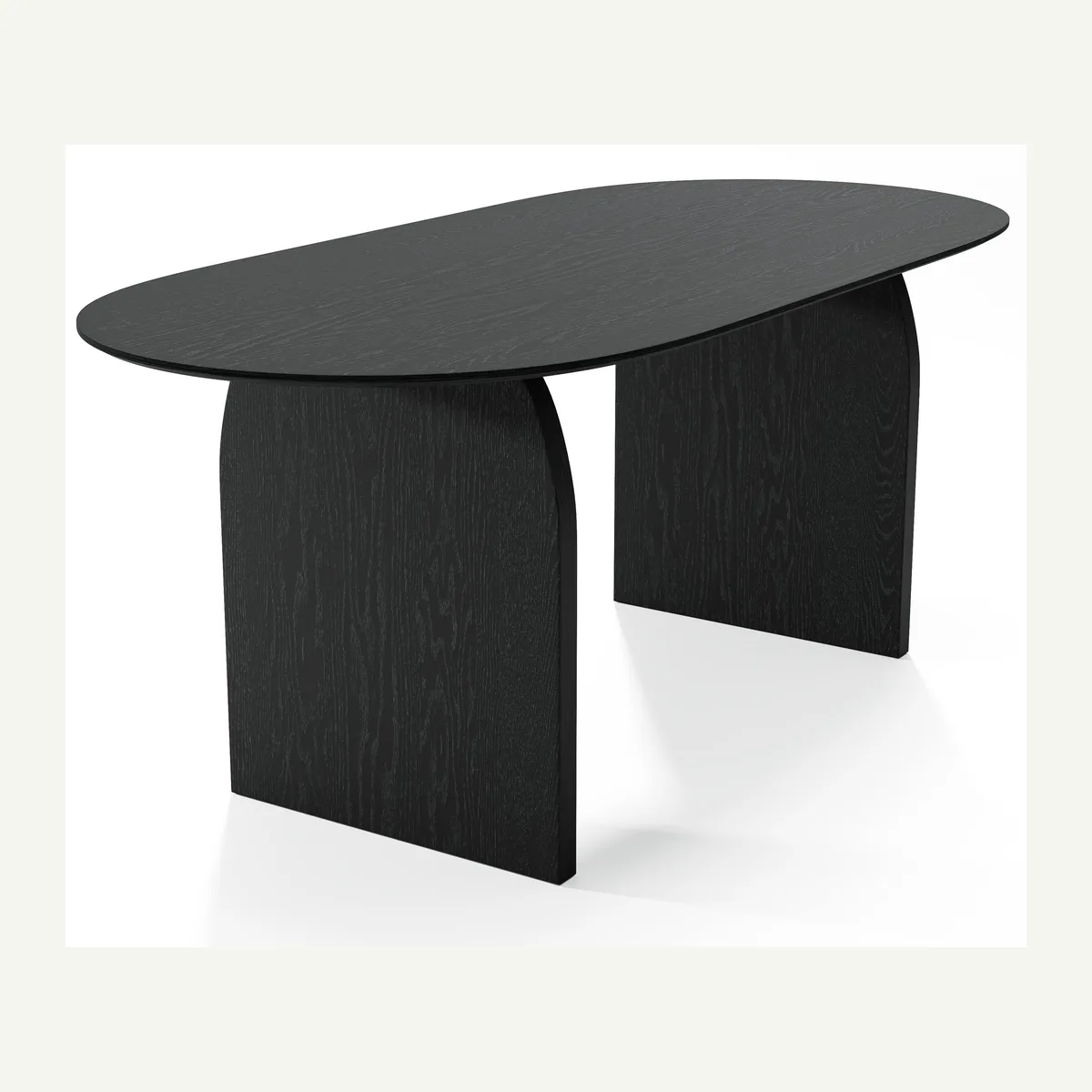 Oval Curved-Panel Dining Table — dark finish