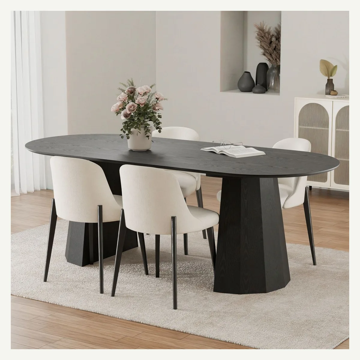 Oval Faceted-Pedestal Dining Table — additional view 3