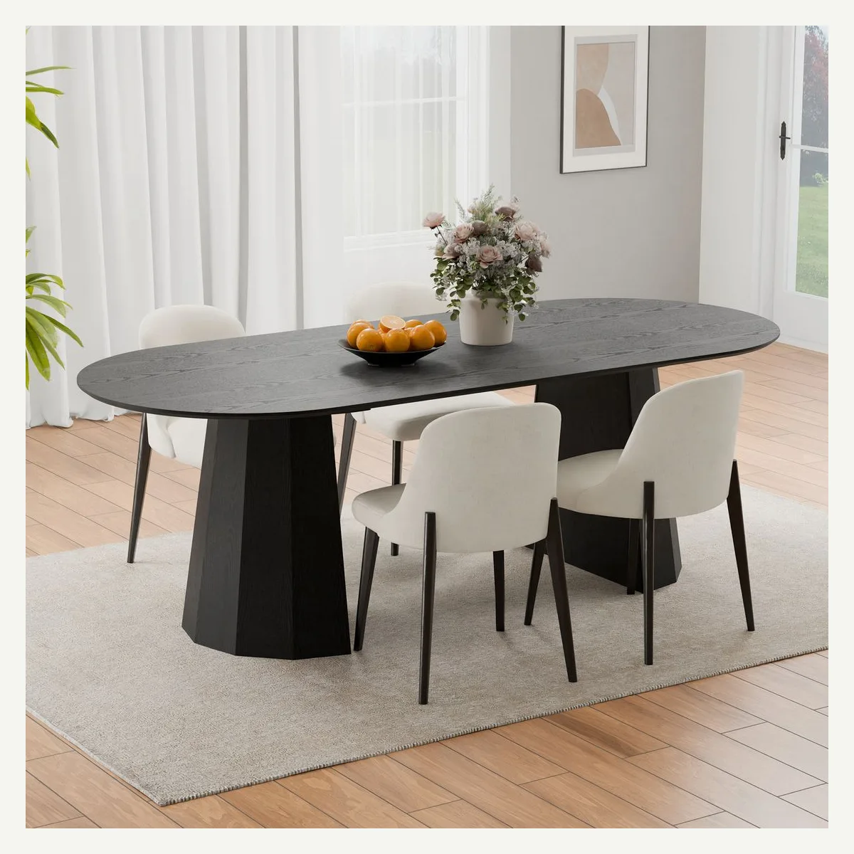 Oval Faceted-Pedestal Dining Table — additional view 2