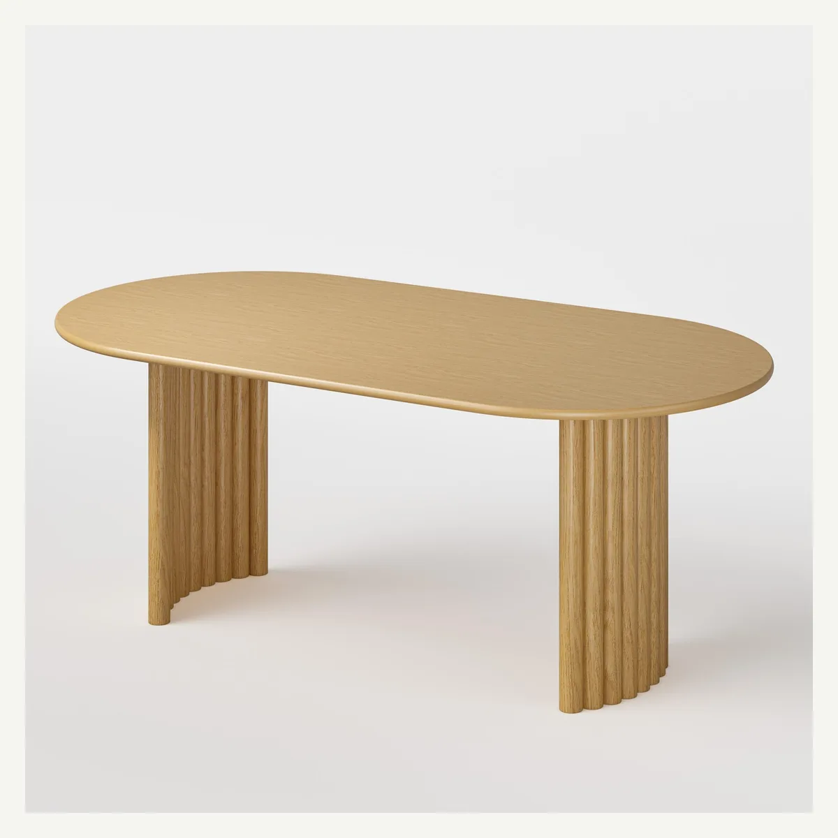Oval Fluted-Panel Dining Table — light finish