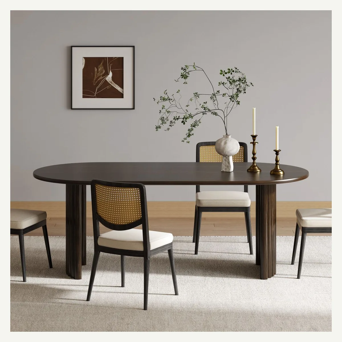 Oval Fluted-Panel Dining Table — dining setting