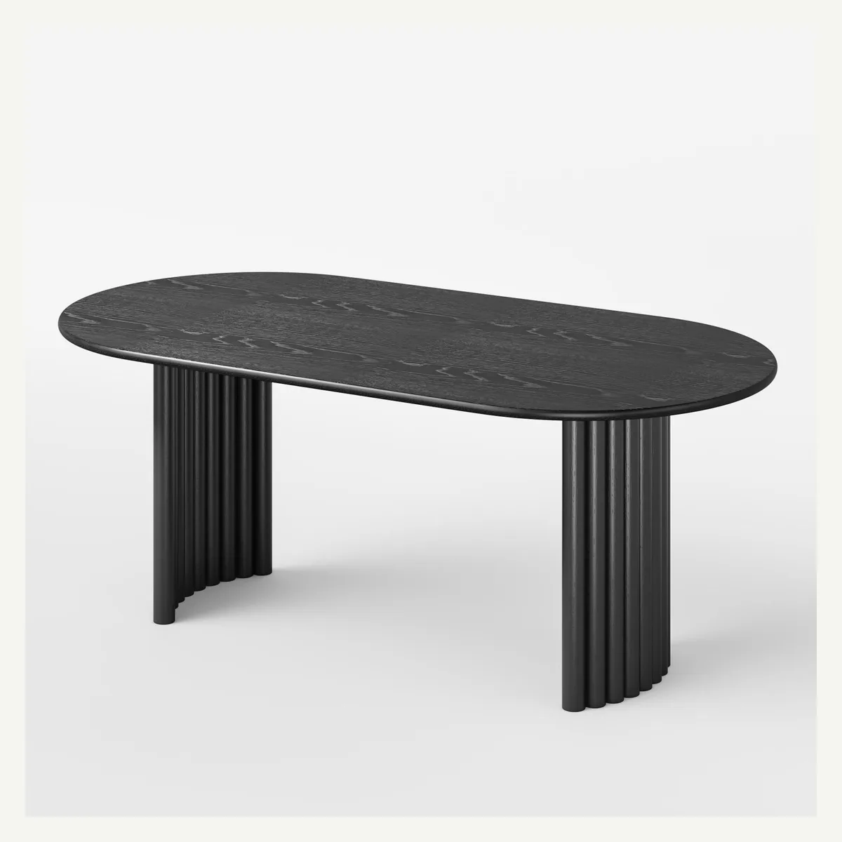 Oval Fluted-Panel Dining Table — dark finish