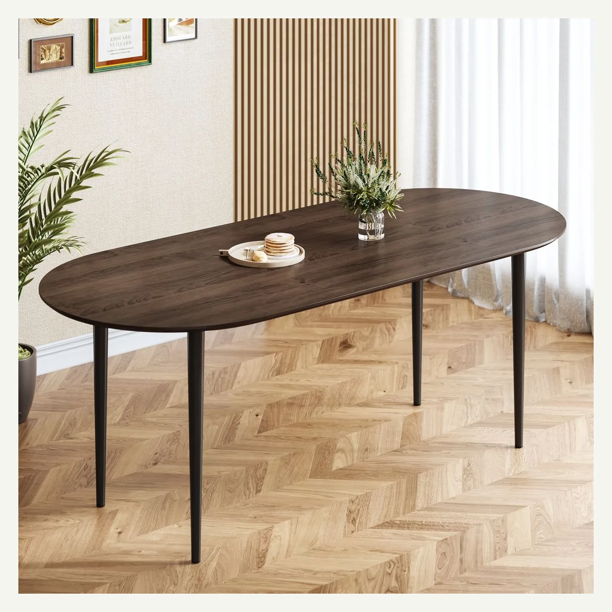 Oval Slim-Leg Dining Table — dining setting