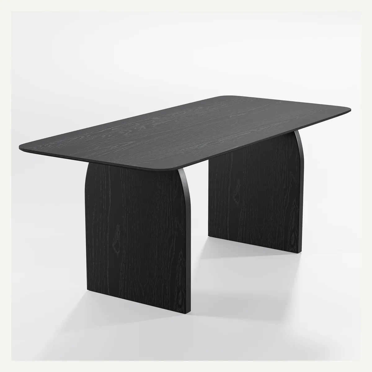 Rectangular Curved-Panel Dining Table — dark finish