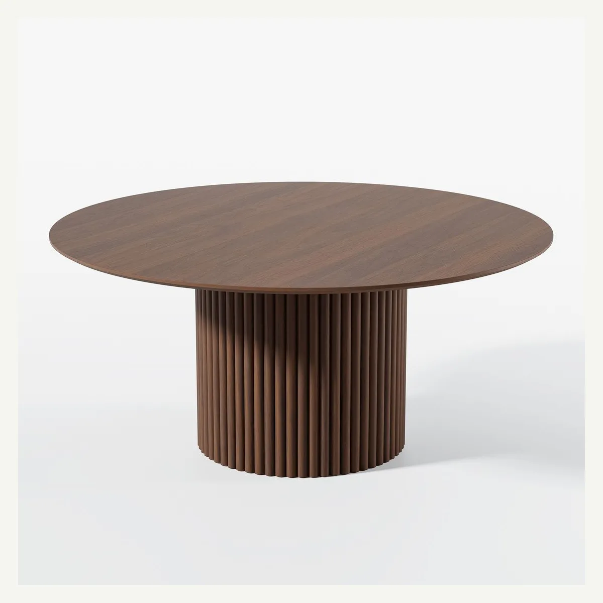 Round Fluted-Pedestal Dining Table — dark finish