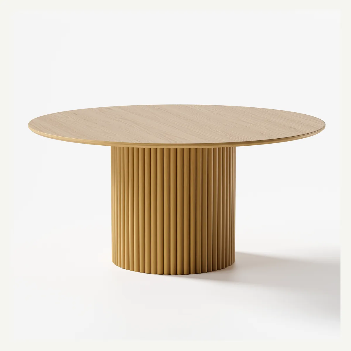 Round Fluted-Pedestal Dining Table — light finish