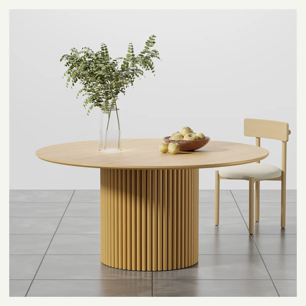 Round Fluted-Pedestal Dining Table — dining setting