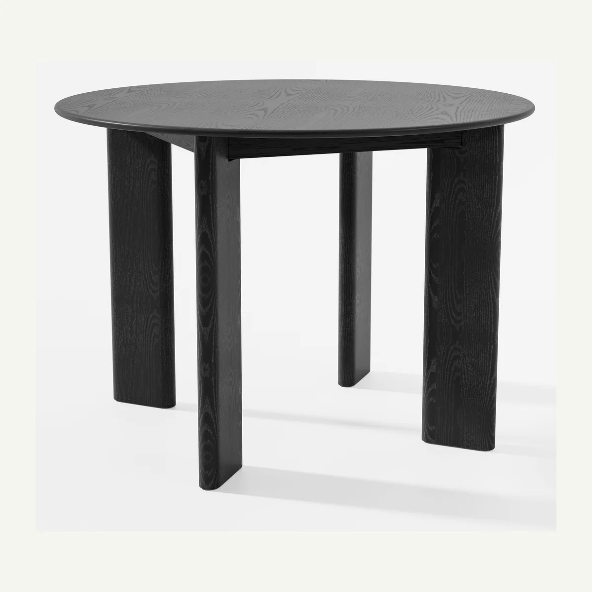 Round Inset-Leg Dining Table — dark finish