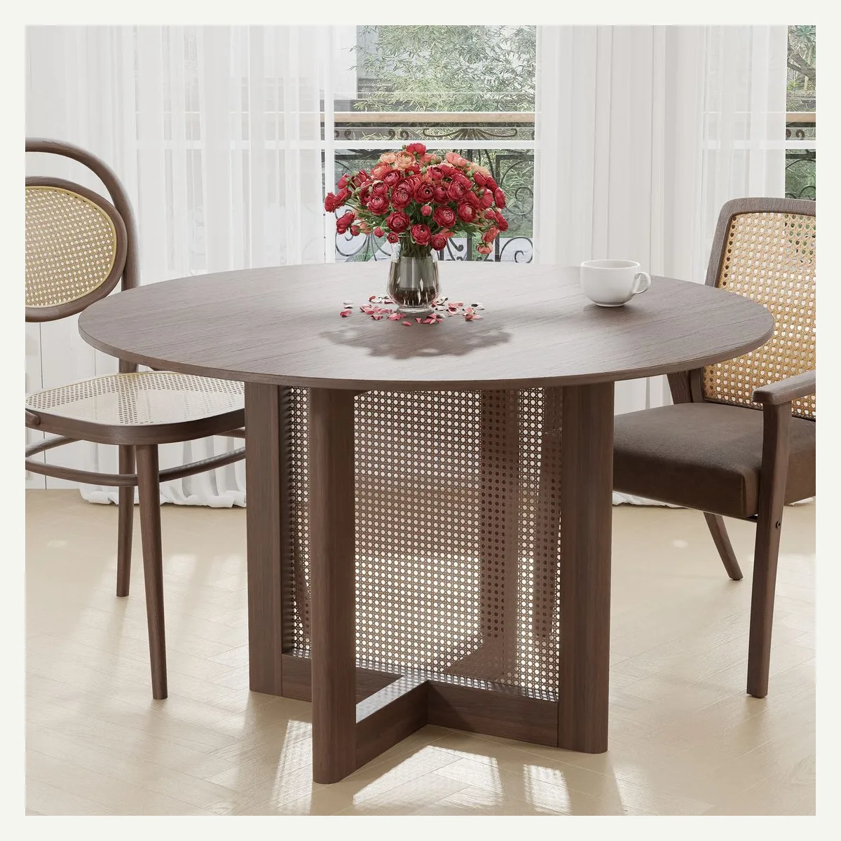 Round Open-Panel Dining Table — dining setting