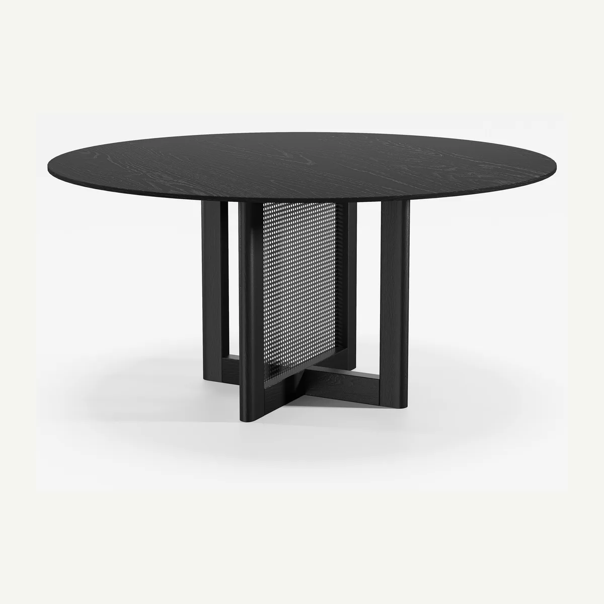 Round Open-Panel Dining Table — dark finish