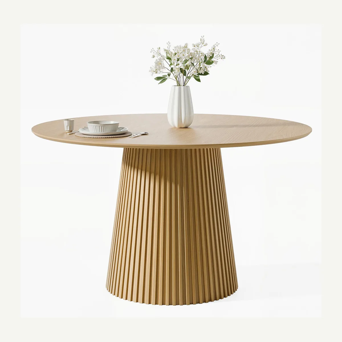 Round Tapered Fluted-Pedestal Table — overview