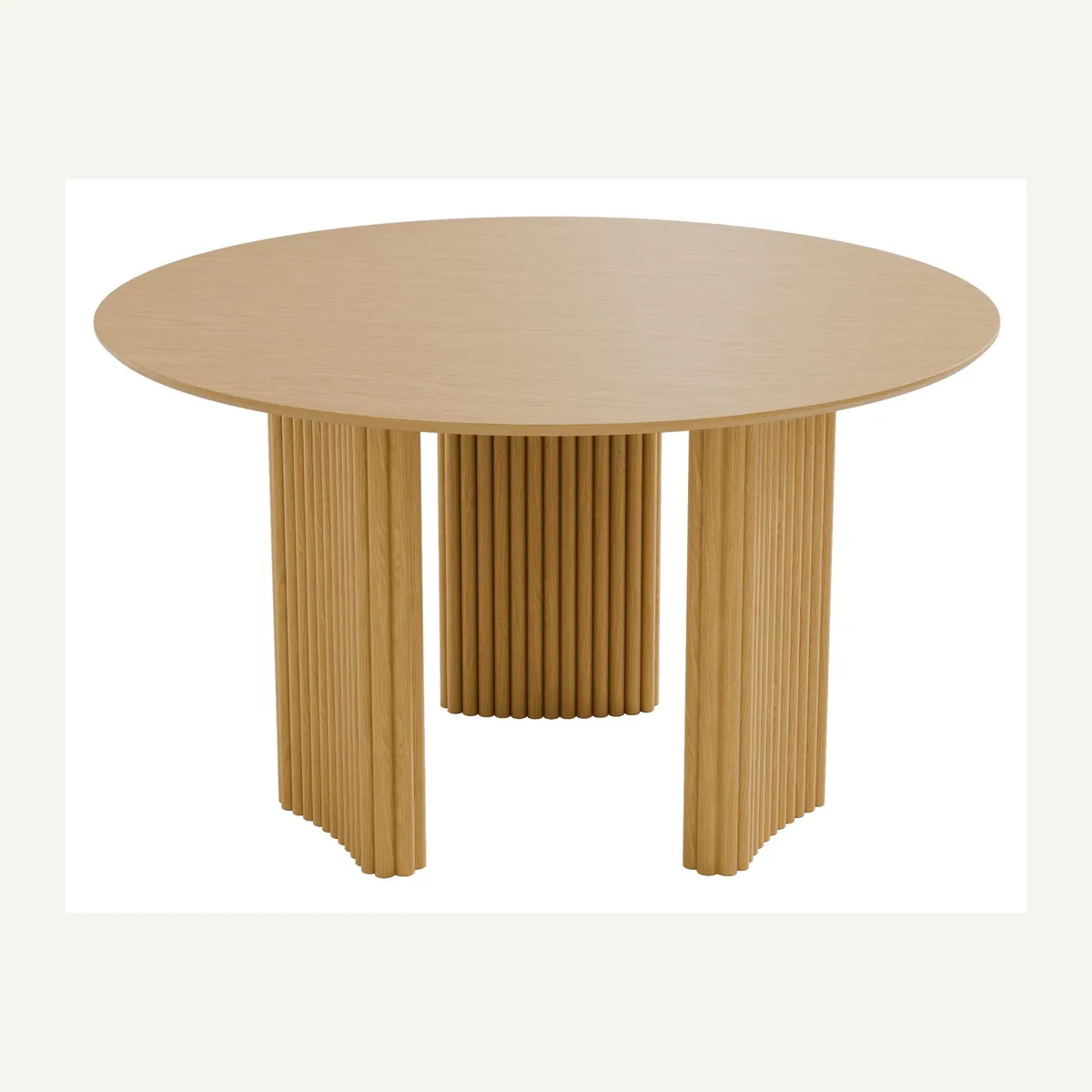 Round Three-Panel Fluted-Base Table — supplied view 2