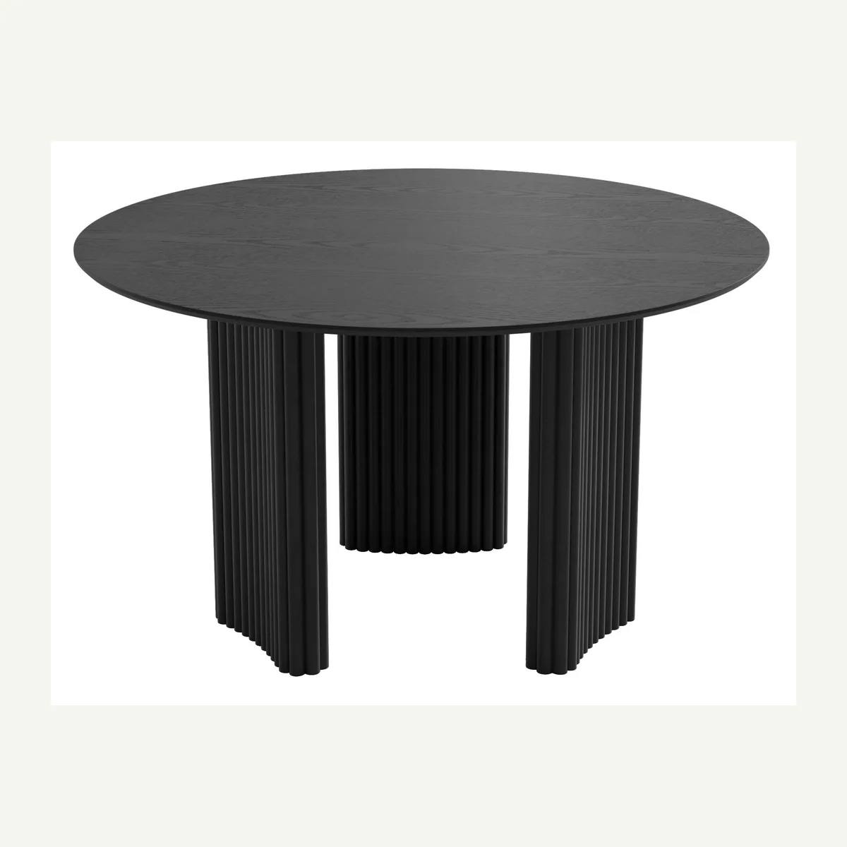 Round Three-Panel Fluted-Base Table — overview