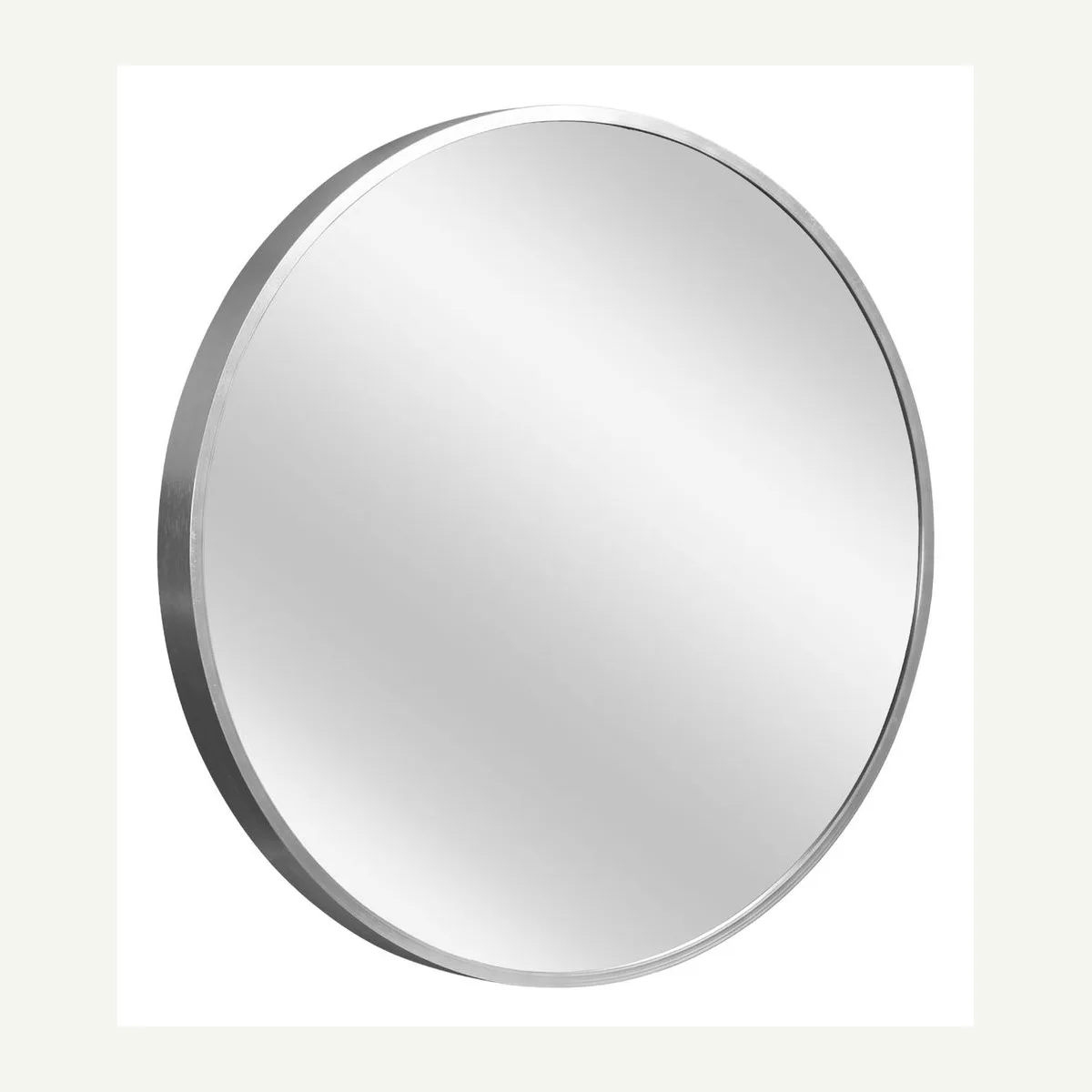 Silver-Tone Round Wall Mirror — product view