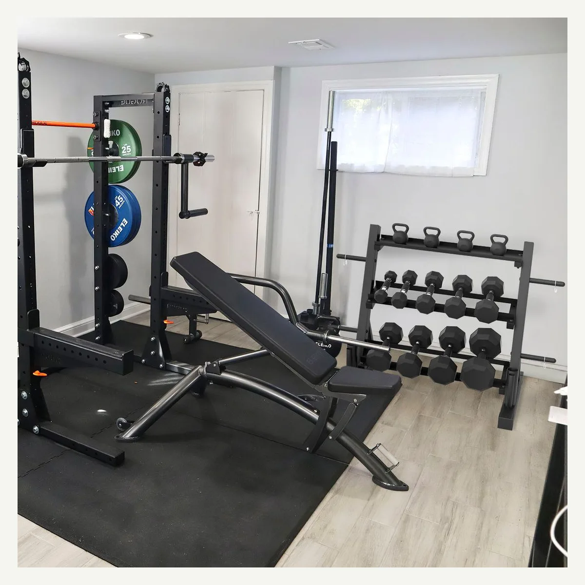 Tiered Home Gym Storage Rack — home gym setting