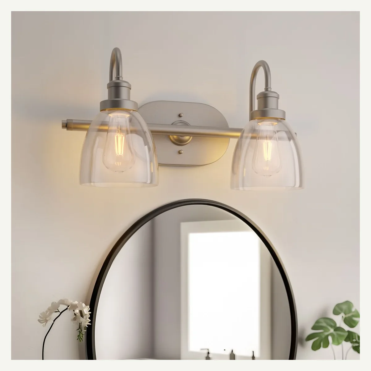 Two-Shade Vanity Wall Light — closer view
