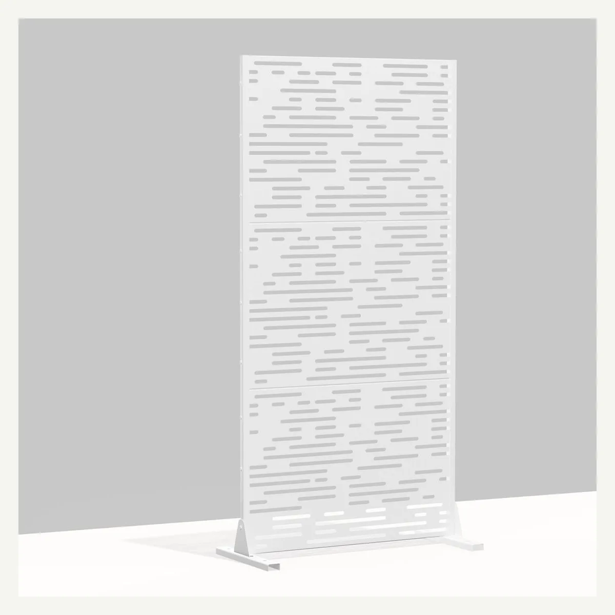Linear-Cutout Outdoor Screen — light finish